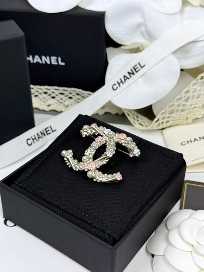 [⭐Luxery]26C Pink-White Enamel Ice Cream Cone Double C Brooch