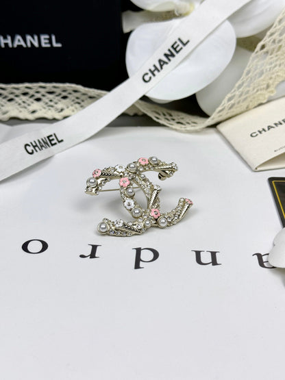 [⭐Luxery]26C Pink-White Enamel Ice Cream Cone Double C Brooch