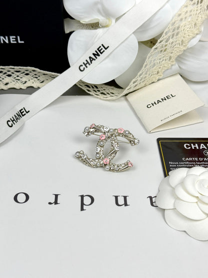 [⭐Luxery]26C Pink-White Enamel Ice Cream Cone Double C Brooch