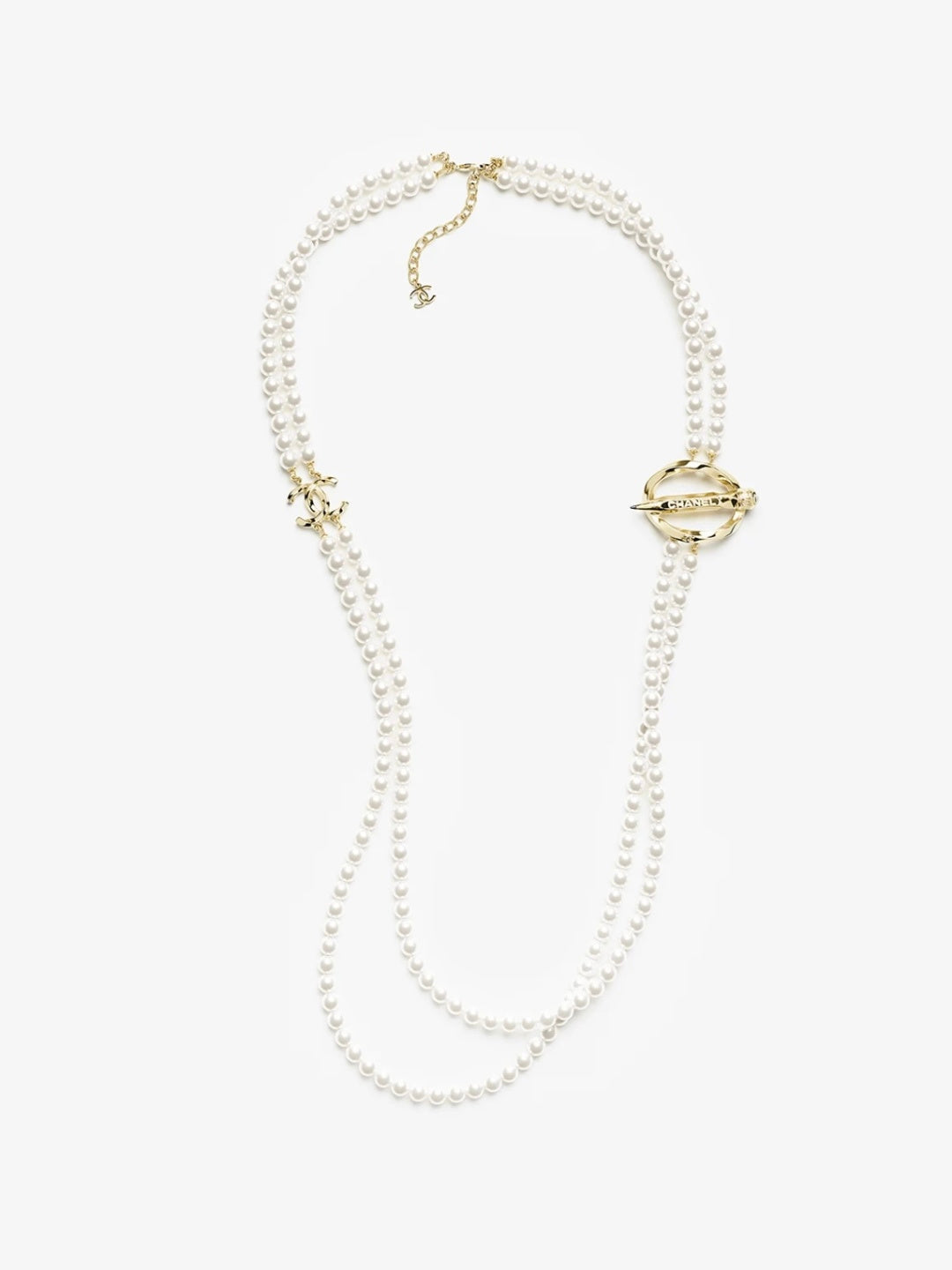 [⭐Luxery]25K Pencil Double C Double-Layer Pearl Sweater Chain