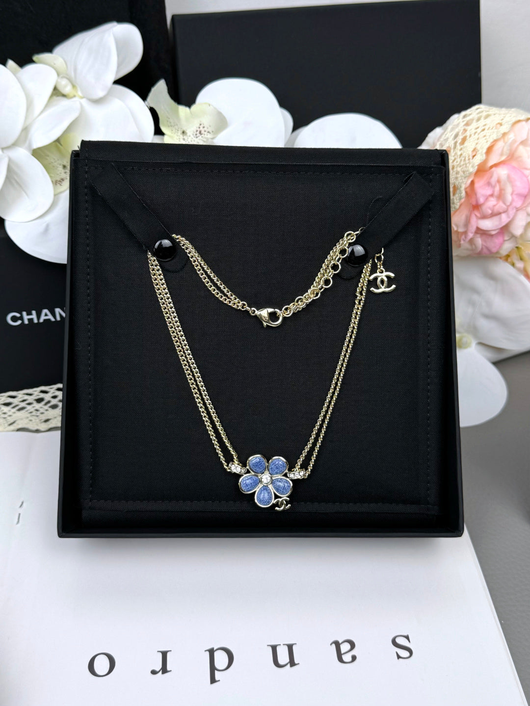 [⭐Luxery]New Blue Floral Double-Layer Necklace