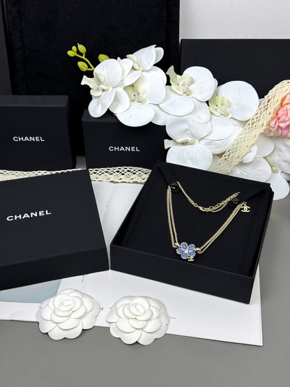 [⭐Luxery]New Blue Floral Double-Layer Necklace