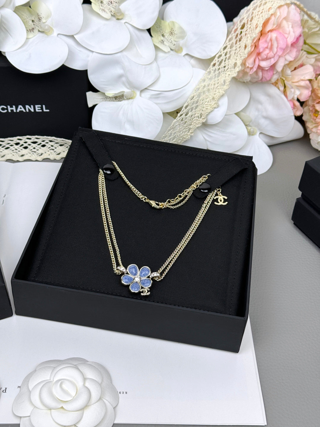 [⭐Luxery]New Blue Floral Double-Layer Necklace