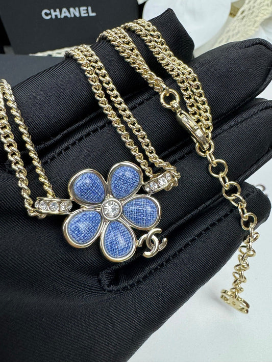 [⭐Luxery]New Blue Floral Double-Layer Necklace