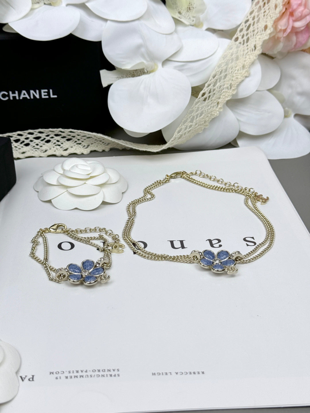 [⭐Luxery]New Blue Floral Double-Layer Necklace