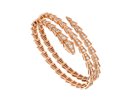 [⭐Luxery]SERPENTI BRACELET PINK GOLD DIAMOND DOUBLE ROW