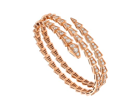 [⭐Luxery]SERPENTI BRACELET PINK GOLD DIAMOND DOUBLE ROW