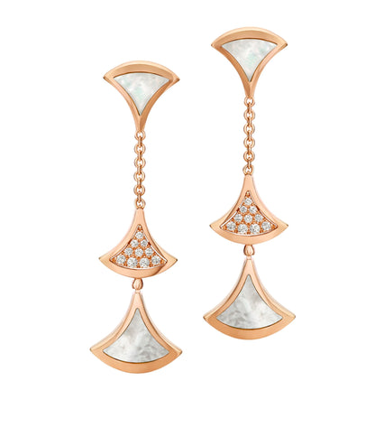 [⭐Luxery]DREAM EARRINGS 3 MOTIFS DIAMOND MOP PINK GOLD