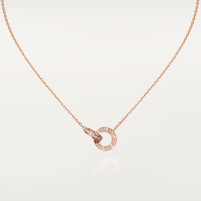 [⭐Luxery]LOVE 7.6MM NECKLACE ROSE GOLD AND SILVER  FULL DIAMOND