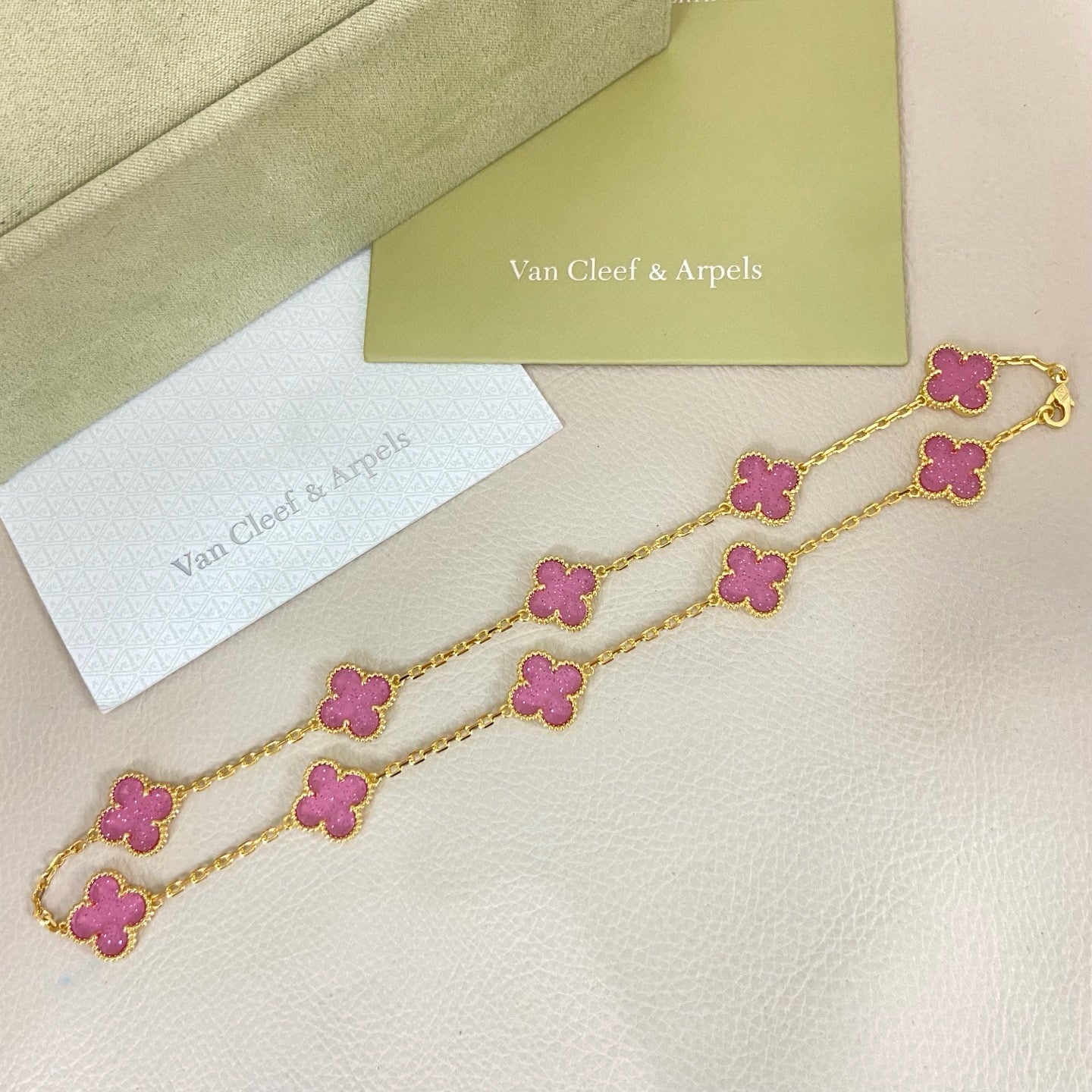 [⭐Luxery]CLOVER 10 MOTIFS  NEW BUBBLE PINK ENAMEL