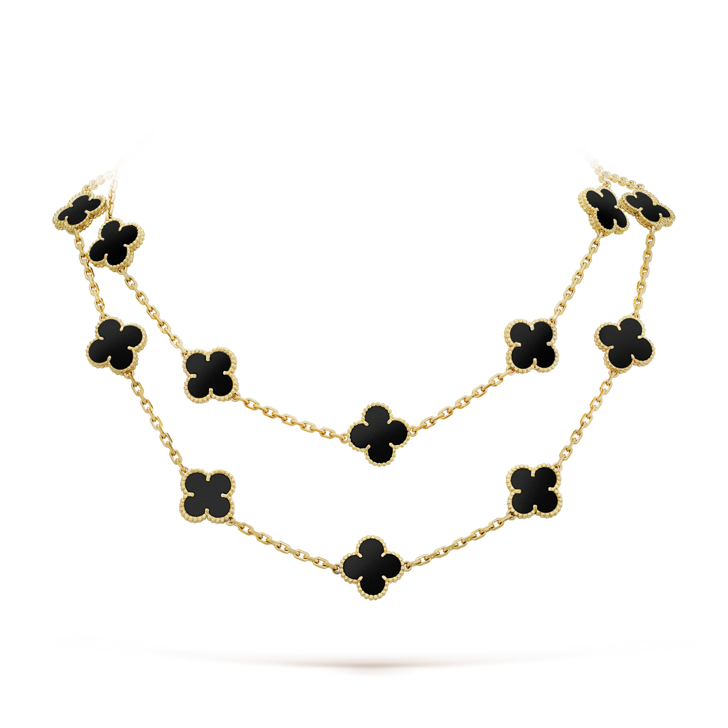 [⭐Luxery]CLOVER 20 MOTIFS ONYX NECKLACE