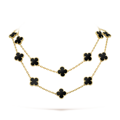 [⭐Luxery]CLOVER 20 MOTIFS ONYX NECKLACE