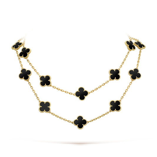 [⭐Luxery]CLOVER 20 MOTIFS ONYX NECKLACE