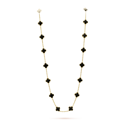 [⭐Luxery]CLOVER 20 MOTIFS ONYX NECKLACE