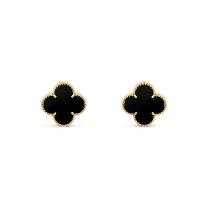 [⭐Luxery]CLOVER MEDIUM 1 MOTIFS  ONYX STUD EARRINGS
