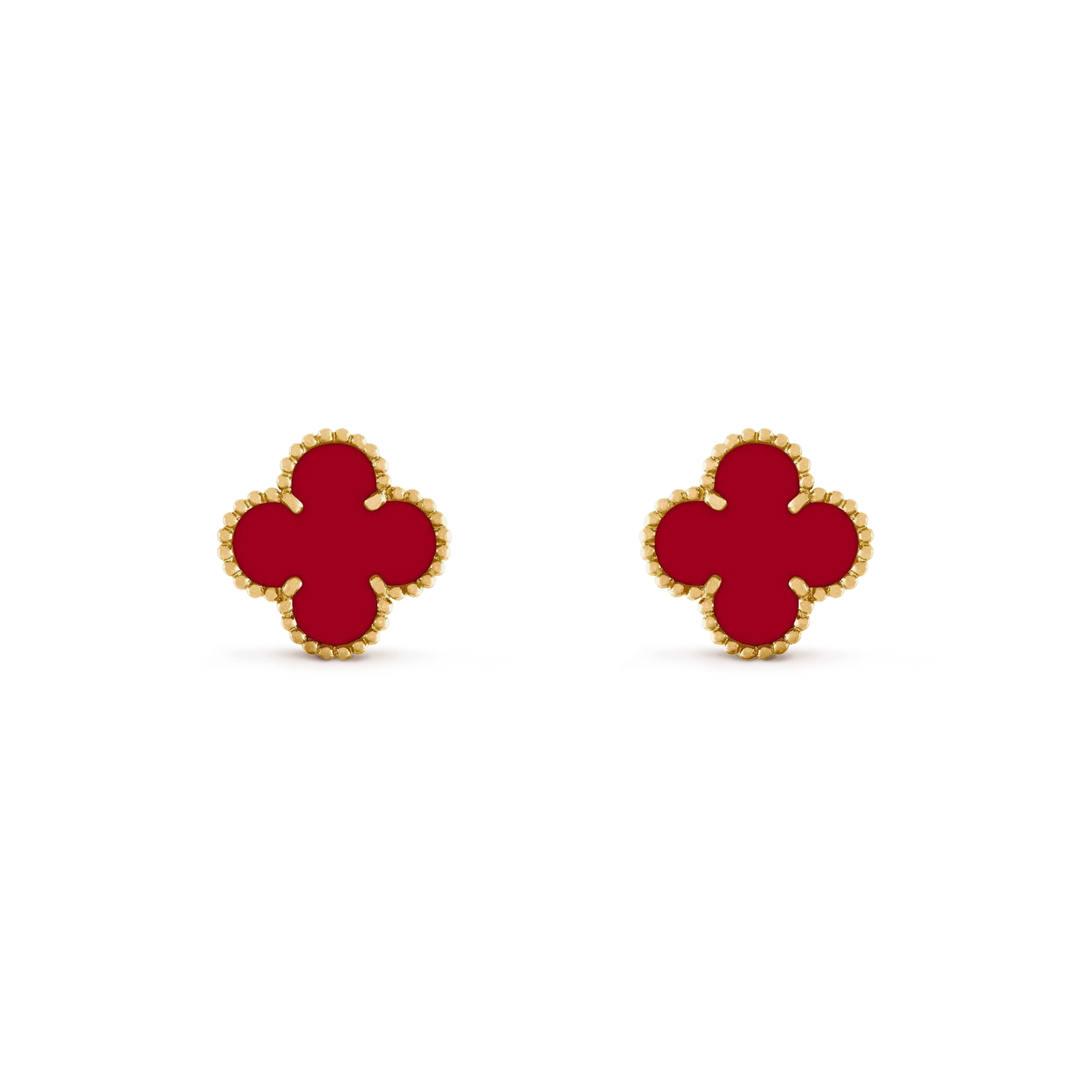 [⭐Luxery]CLOVER MEDIUM 1 MOTIFS CARNELIAN  EARRINGS