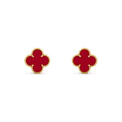 [⭐Luxery]CLOVER MEDIUM 1 MOTIFS CARNELIAN  EARRINGS