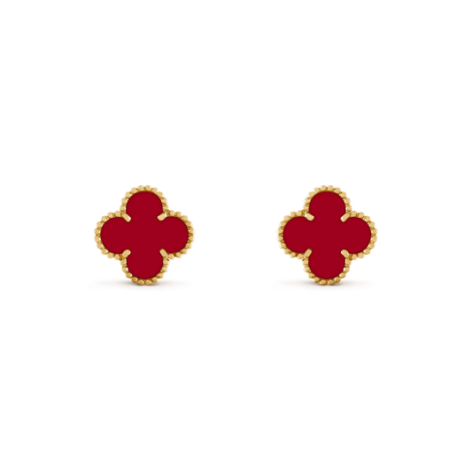 [⭐Luxery]CLOVER MEDIUM 1 MOTIFS CARNELIAN  EARRINGS