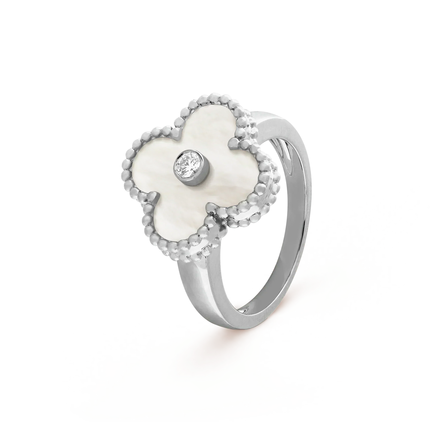 [⭐Luxery]CLOVER SILVER MOP DIAMOND RING