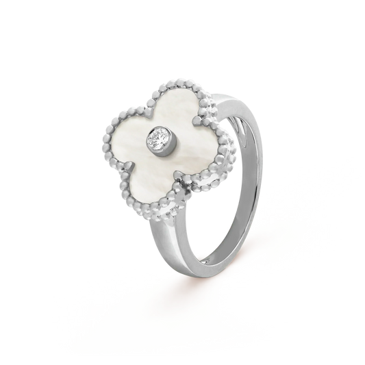 [⭐Luxery]CLOVER SILVER MOP DIAMOND RING