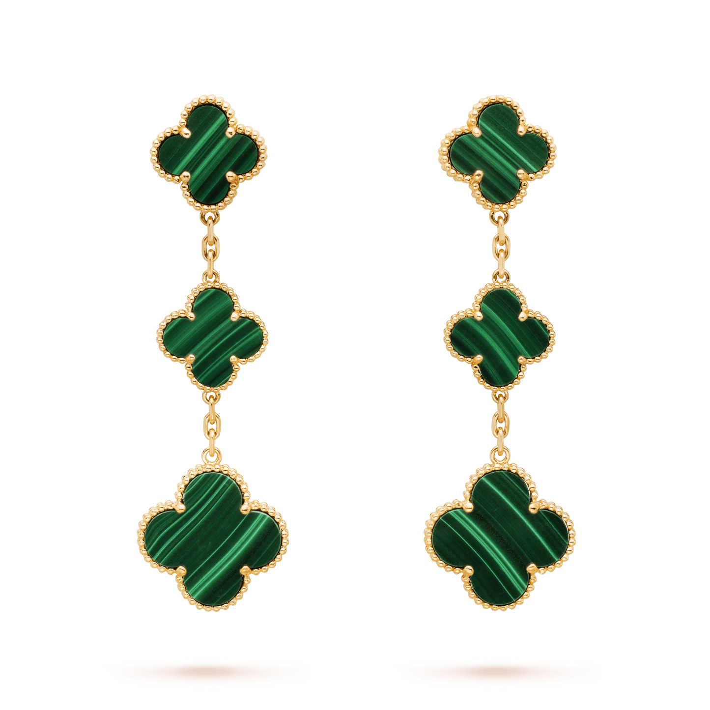 [⭐Luxery]CLOVER MALACHITE 3 MOTIFS GOLD