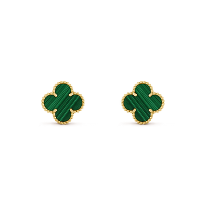 [⭐Luxery]CLOVER MEDIUM 1 MOTIFS MALACHITE  EARRINGS