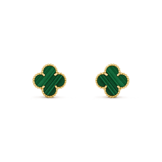 [⭐Luxery]CLOVER MEDIUM 1 MOTIFS MALACHITE  EARRINGS