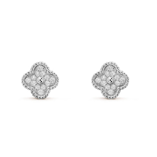 [⭐Luxery]CLOVER MINI DIAMOND STUD EARRINGS