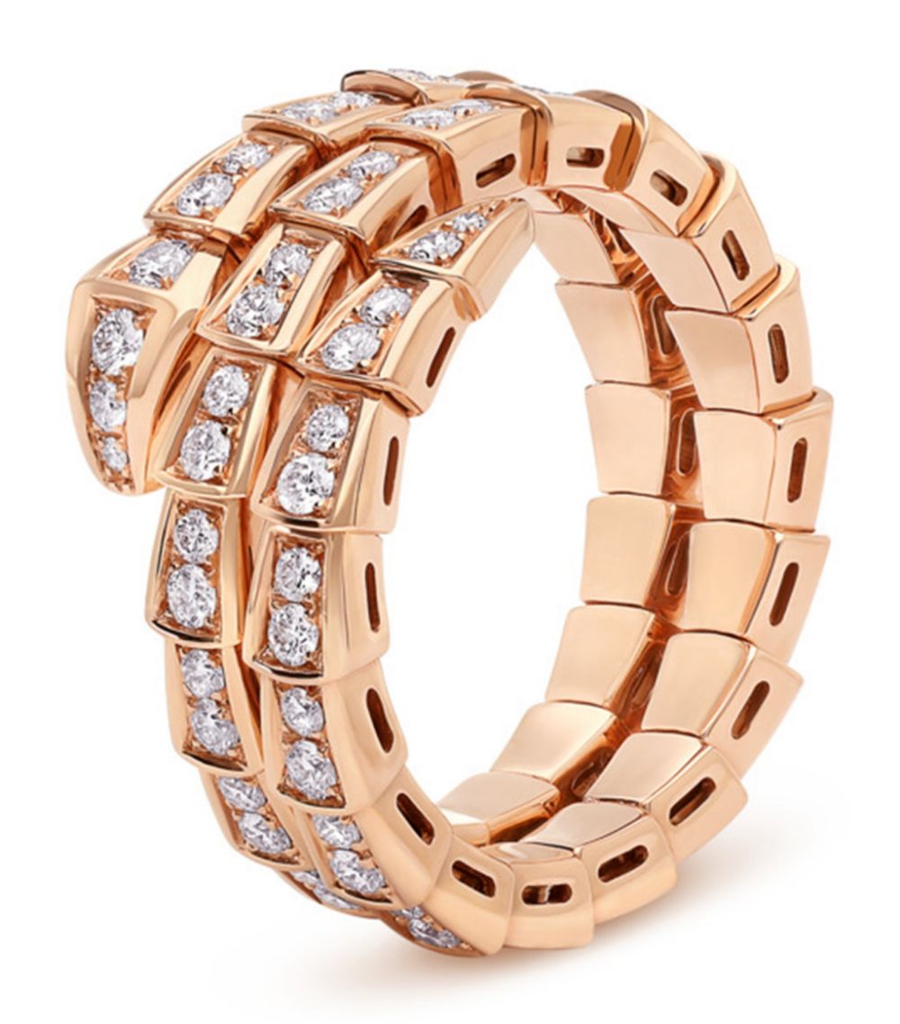[⭐Luxery]SERPENTI RING PINK GOLD DIAMOND DOUBLE ROW