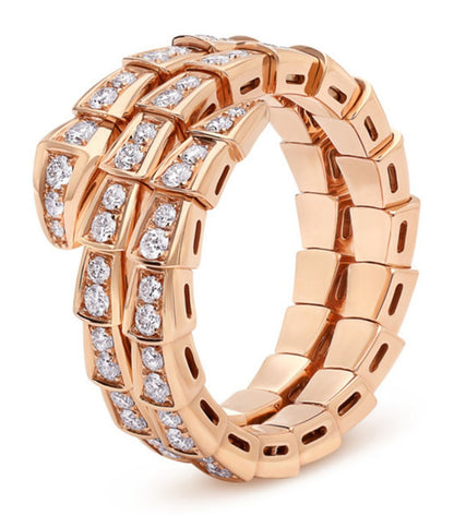[⭐Luxery]SERPENTI RING PINK GOLD DIAMOND DOUBLE ROW