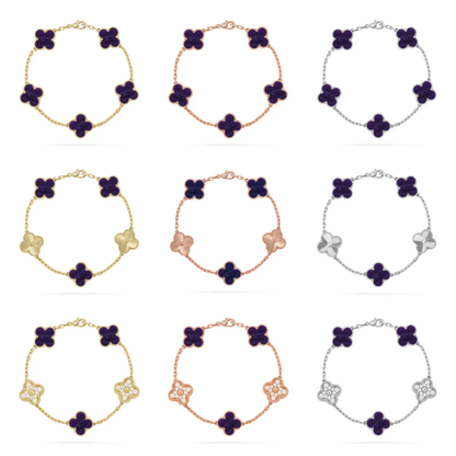 [⭐Luxery]CLOVER 5 MOTIF PURPLE STRIPES BRACELET COLLECTION