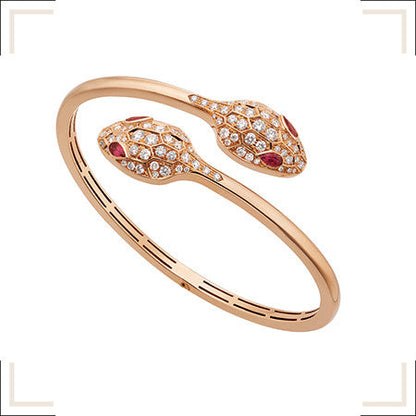 [⭐Luxery]SERPENTI BRACELET PINK GOLD DIAMOND DOUBLE SNAKE