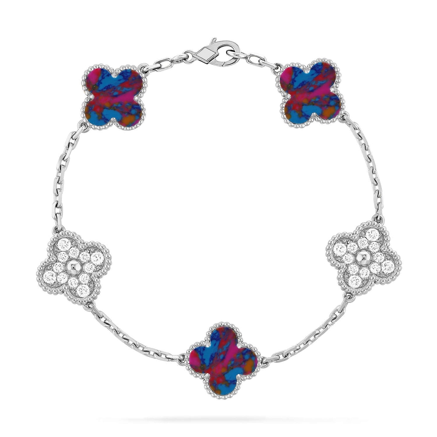 [⭐Luxery]CLOVER 5 MOTIF COLOR GEMSTONES BRACELET COLLECTION
