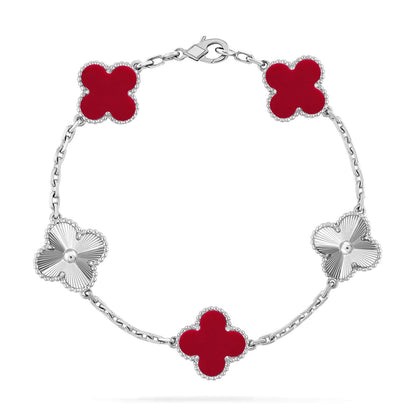 [⭐Luxery] CLOVER 5 MOTIF RED CORNELIAN BRACELET COLLECTION