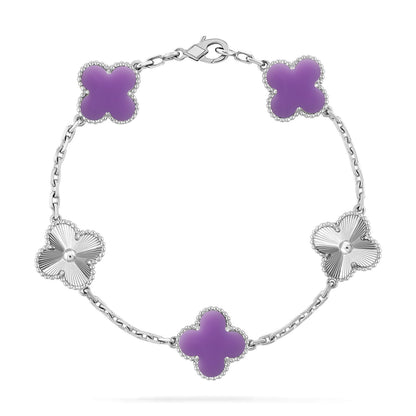 [⭐Luxery]CLOVER 5 MOTIF LIGHT PURPLE BRACELET COLLECTION