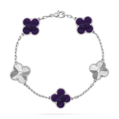 [⭐Luxery]CLOVER 5 MOTIF PURPLE STRIPES BRACELET COLLECTION