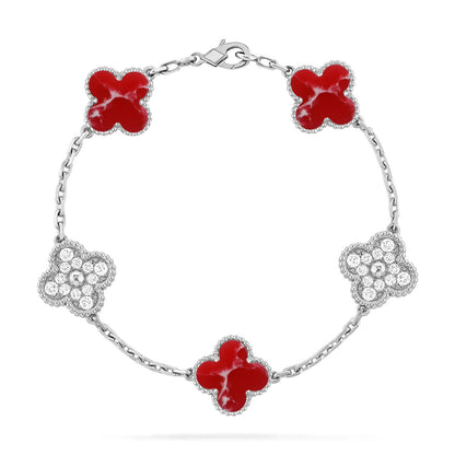 [⭐Luxery]CLOVER 5 MOTIF RED PATTERN BRACELET COLLECTION