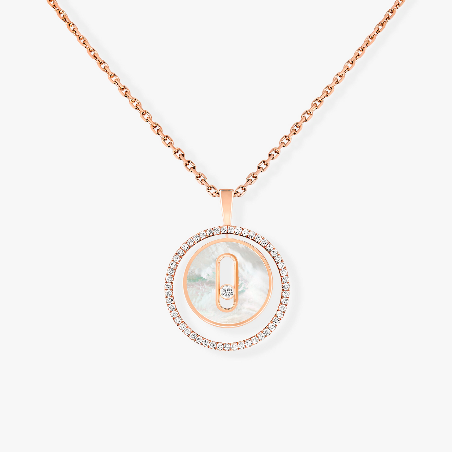 [⭐Luxery]Demo MOVE 1 DIAMOND WHITE MOTHER OF PEARL PINK GOLD DIAMOND NECKLACE