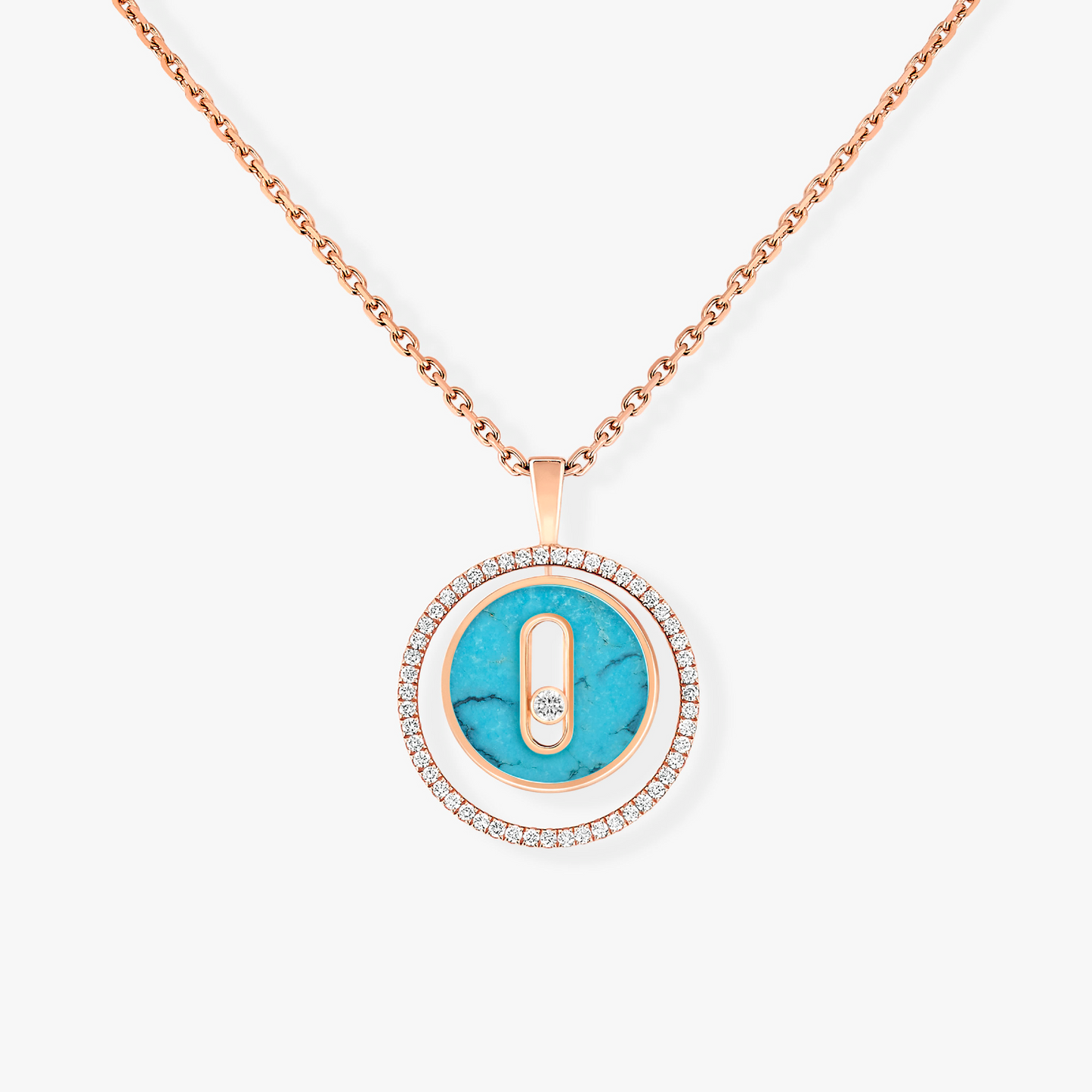 [⭐Luxery]Demo MOVE 1 DIAMOND TURQUOISE PINK GOLD DIAMOND NECKLACE