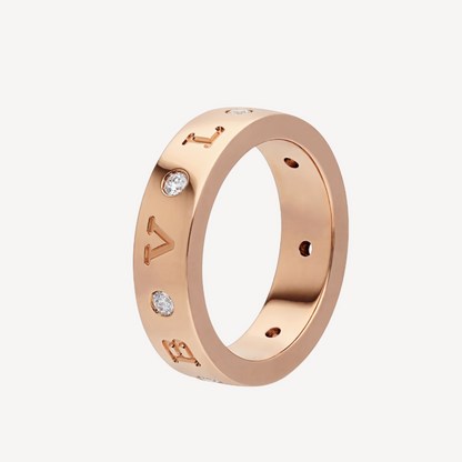 [⭐Luxery]ZERO 1 ESSENTIAL PINK GOLD BAND WITH DIAMONDS RING
