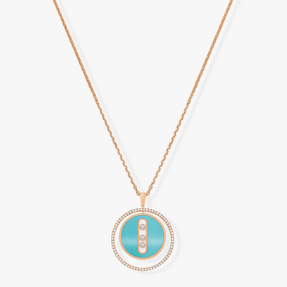 [⭐Luxery]Demo MOVE 3 DIAMONDS TURQUOISE PINK GOLD DIAMOND NECKLACE