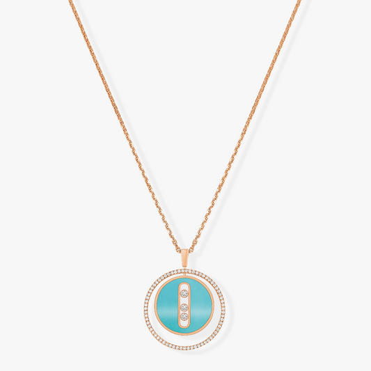 [⭐Luxery]Demo MOVE 3 DIAMONDS TURQUOISE PINK GOLD DIAMOND NECKLACE