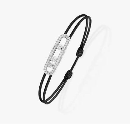 [⭐Luxery]Messika Care(s) pink cord pavé bracelet