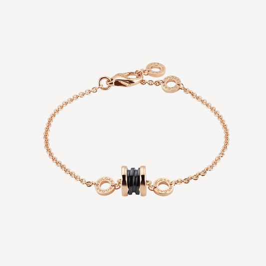 [⭐Luxery]ZERO 1 SOFT PINK GOLD AND BLACK CERAMIC BRACELET