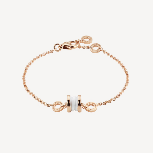 [⭐Luxery]ZERO 1 SOFT PINK GOLD AND WHITE CERAMIC BRACELET