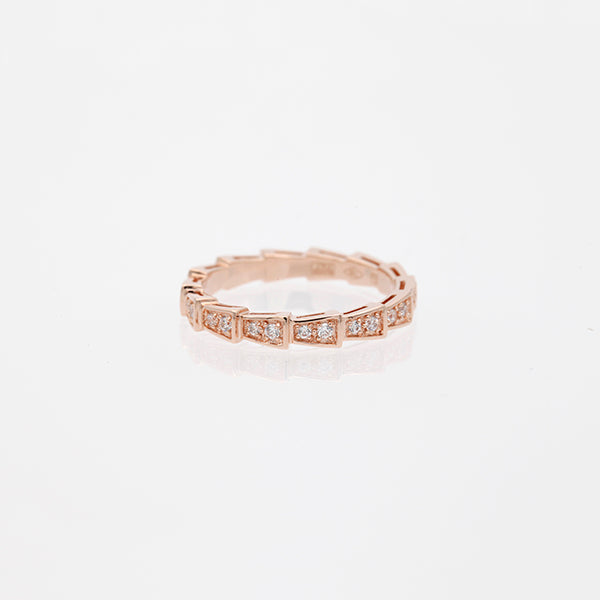 [⭐Luxery]SERPENTI RING PINK GOLD DIAMOND PAVED 3MM