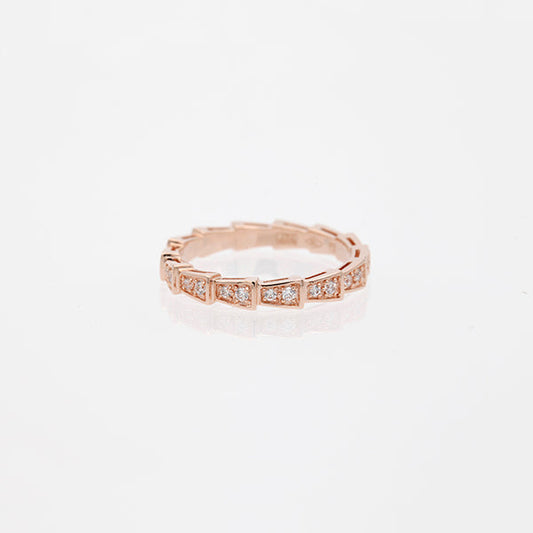 [⭐Luxery]SERPENTI RING PINK GOLD DIAMOND PAVED 3MM