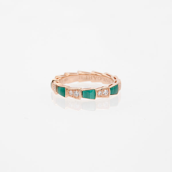 [⭐Luxery]SERPENTI RING PINK GOLD MALACHITE DIAMOND 3MM
