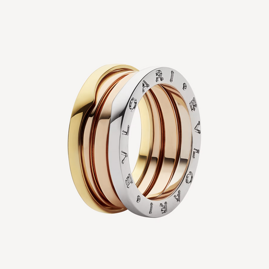 [⭐Luxery]ZERO 1 THREE-BAND ROSE WHITE AND YELLOW RING