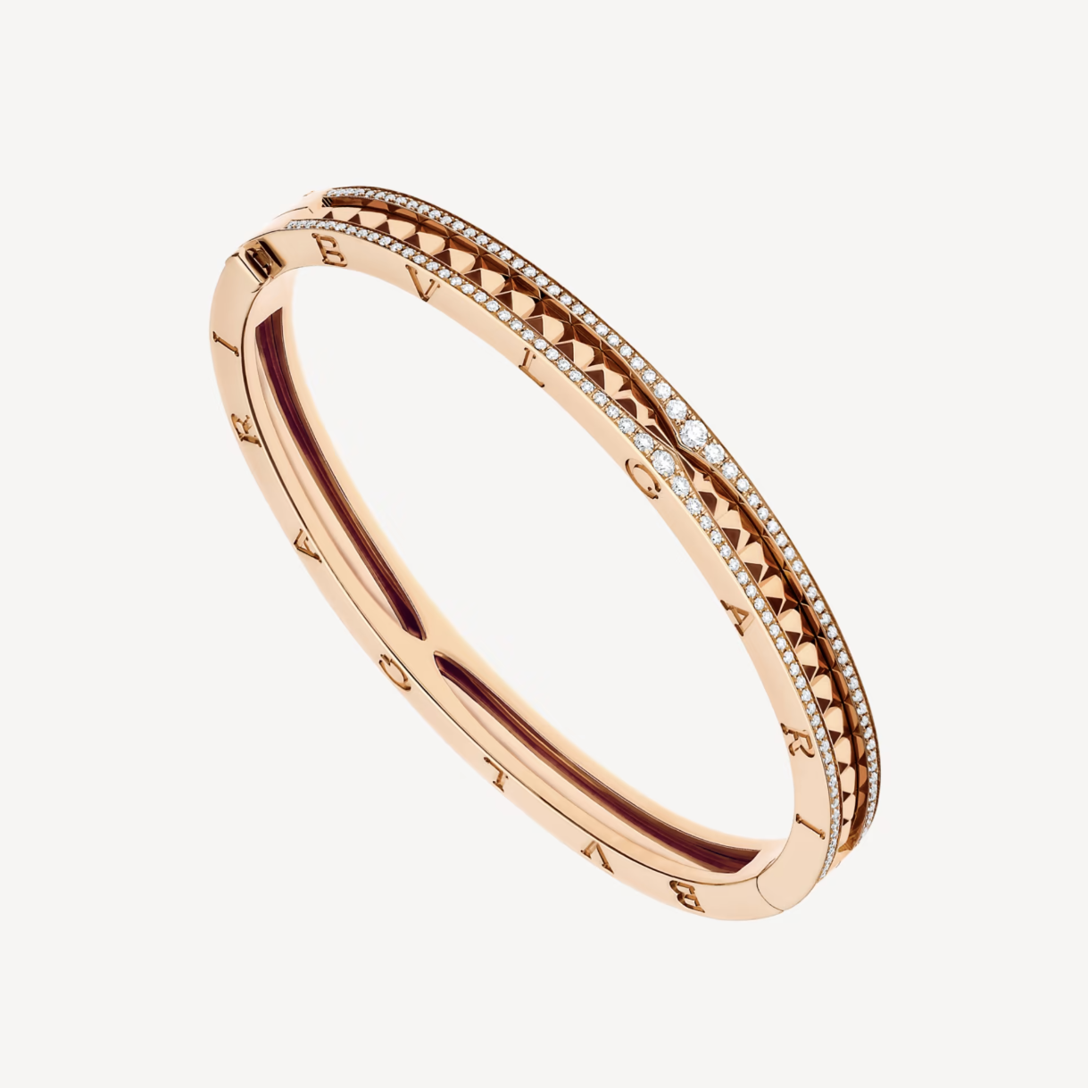 [⭐Luxery]ZERO 1 SPIRAL AND PAVED DIAMOND PINK GOLD BRACELET